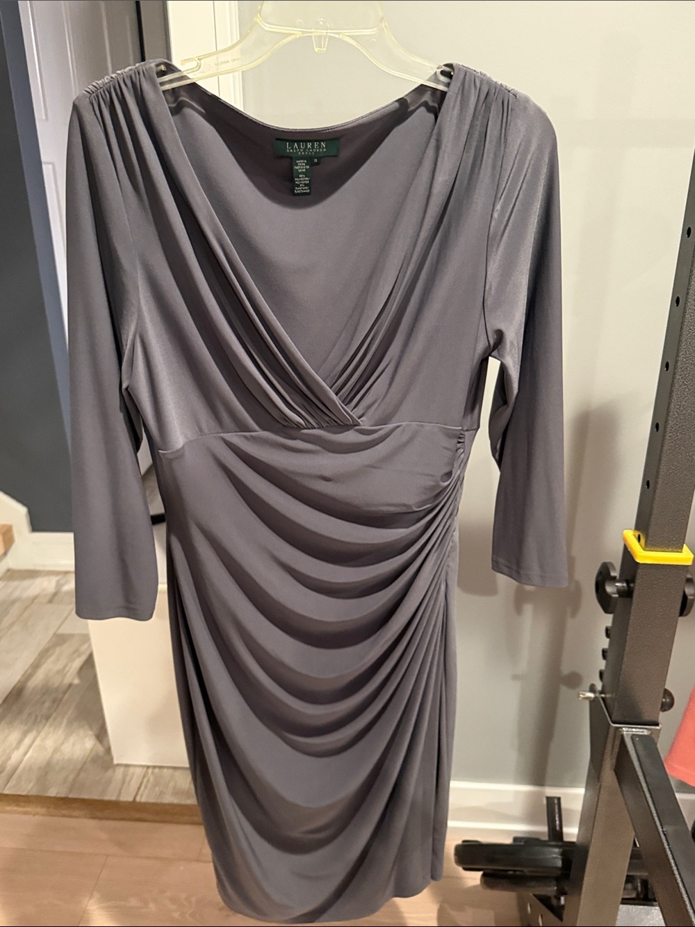 Lauren Ralph Lauren Slate Gray Draped Midi Dress